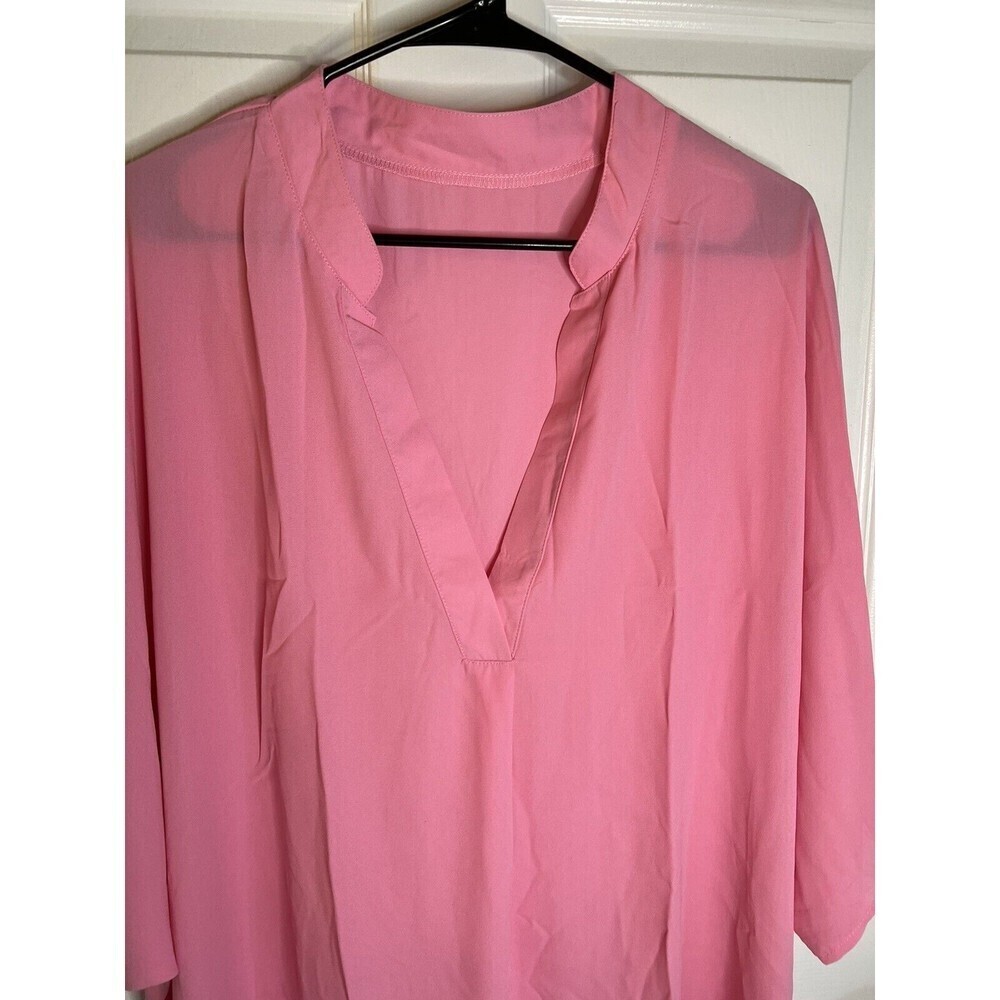 Women’s Pink V-Neck Batwing Sleeve Blouse Size 2X NWOT - Picture 2 of 9